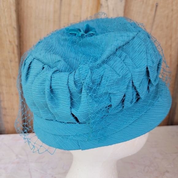 Vintage Blue Bucket Hat with Netting - Picture 3 of 8